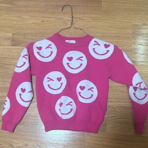 SHEIN Pink Heart-Eyed Smiley Sweater